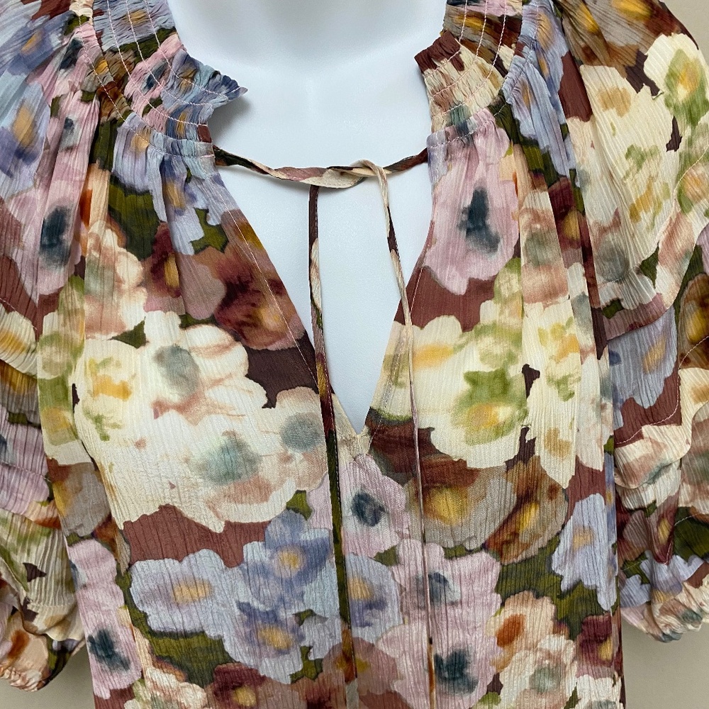 NEW! Rails Paris Top in Painted Floral Multi Color Short Sleeve Size XS - $178 - Picture 5 of 16